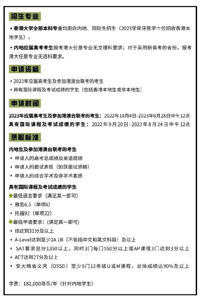 2023香港八大本科招生要求、申请时间、学费汇总！